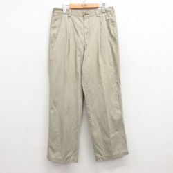 【50%OFF】W33★古着 トミーヒルフィガー TOMMY HILFIGER ブランド チノ パンツ チノパン メンズ ワンポイントロゴ コットン ベージュ カーキ 25mar14 中古 ボトムス ロング