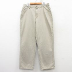 W34★古着 パンツ メンズ 90年代 90s コットン ベージュ カーキ 25mar14 中古 ボトムス ロング