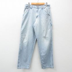 W30★古着 ラングラー Wrangler ペインター パンツ メンズ コットン 紺 ネイビー デニム 25mar14 中古 ボトムス ロング