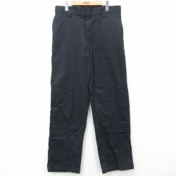 W35★古着 ディッキーズ Dickies ワーク パンツ メンズ 黒 ブラック 25mar15 中古 ボトムス ロング