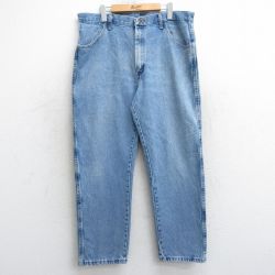 W38★古着 ラスラー ジーンズ メンズ ヒゲ コットン 紺 ネイビー デニム 25mar15 中古 ボトムス ジーパン Gパン ロング パンツ