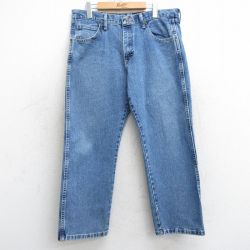 【50%OFF】W34★古着 ラングラー Wrangler ジーンズ メンズ コットン 紺 ネイビー デニム 25mar17 中古 ボトムス ジーパン Gパン ロング パンツ