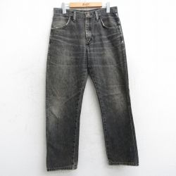 W32★古着 ラスラー ジーンズ メンズ ヒゲ 黒 ブラック デニム 【spe】 25mar17 中古 ボトムス ジーパン Gパン ロング パンツ