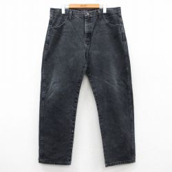 W37★古着 ラスラー ジーンズ メンズ コットン 黒 ブラック デニム 25mar17 中古 ボトムス ジーパン Gパン ロング パンツ