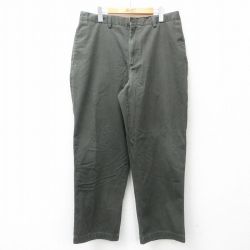 W36★古着 エディーバウアー パンツ メンズ コットン 濃緑系 グリーン 25mar17 中古 ボトムス ロング