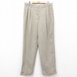 【50%OFF】W34★古着 パンツ メンズ レーヨン ベージュ カーキ 25mar18 中古 ボトムス ロング