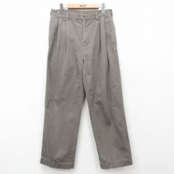W32★古着 パンツ メンズ コットン 濃ベージュ カーキ 25mar18 中古 ボトムス ロング
