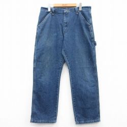 W35★古着 ラングラー Wrangler ペインター パンツ メンズ 紺 ネイビー デニム 25mar18 中古 ボトムス ロング