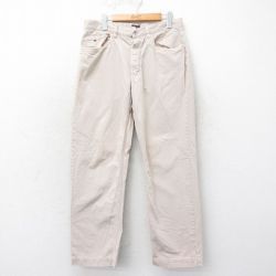 W32★古着 トミーヒルフィガー TOMMY HILFIGER ブランド パンツ メンズ 90年代 90s コットン ベージュ カーキ 25mar18 中古 ボトムス ロング