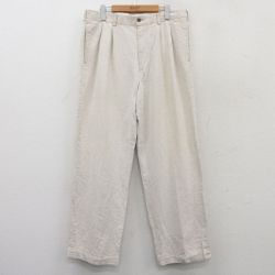 W34★古着 バンヒューセン パンツ メンズ リネン 生成り 25mar19 中古 ボトムス ロング