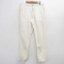 W32★古着 ラルフローレン Ralph Lauren ブランド パンツ メンズ リネン 生成り 25mar21 中古 ボトムス ロング