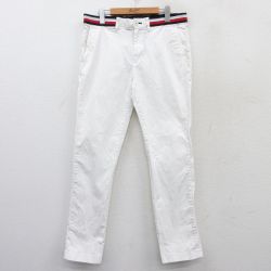 W34★古着 トミーヒルフィガー TOMMY HILFIGER ブランド パンツ メンズ 白 ホワイト 25mar21 中古 ボトムス ロング