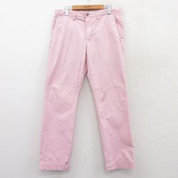 W35★古着 ラルフローレン Ralph Lauren ブランド パンツ メンズ ワンポイントロゴ ピンク 25mar21 中古 ボトムス ロング