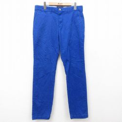 【50%OFF】W33★古着 トミーヒルフィガー TOMMY HILFIGER ブランド パンツ メンズ 青 ブルー 25mar22 中古 ボトムス ロング