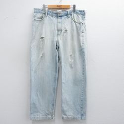 W36★古着 ランズエンド ジーンズ メンズ コットン 紺 ネイビー デニム 25mar22 中古 ボトムス ジーパン Gパン ロング パンツ