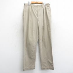 W36★古着 ラルフローレン Ralph Lauren ブランド チノ パンツ チノパン メンズ 90年代 90s コットン ベージュ カーキ 25mar24 中古 ボトムス ロング