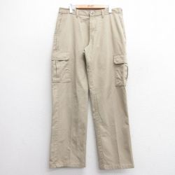 W34★古着 ディッキーズ Dickies ワーク カーゴ パンツ メンズ ベージュ カーキ 25mar24 中古 ボトムス ロング