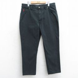 W37★古着 ラルフローレン Ralph Lauren ブランド パンツ メンズ ワンポイントロゴ コットン 黒 ブラック 25mar25 中古 ボトムス ロング