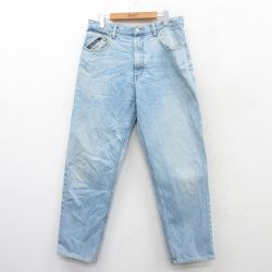 W34★古着 ノーティカ NAUTICA ブランド ジーンズ メンズ 90年代 90s コットン 薄紺 ネイビー デニム 25mar25 中古 ボトムス ジーパン Gパン ロング パンツ
