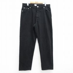 W35★古着 カルバンクライン Calvin Klein ジーンズ メンズ コットン 黒 ブラック デニム 25mar26 中古 ボトムス ジーパン Gパン ロング パンツ
