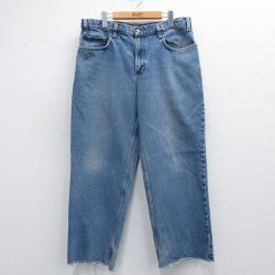 W36★古着 エディーバウアー ジーンズ メンズ コットン 紺 ネイビー デニム 25mar27 中古 ボトムス ジーパン Gパン ロング パンツ