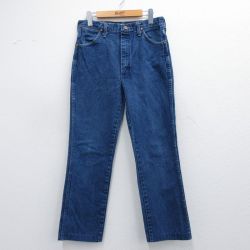 W32★古着 ラングラー Wrangler ジーンズ メンズ 90年代 90s コットン USA製 紺 ネイビー デニム 25mar27 中古 ボトムス ジーパン Gパン ロング パンツ