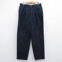 W33★古着 トミーヒルフィガー TOMMY HILFIGER ブランド パンツ メンズ コットン 紺 ネイビー 25mar27 中古 ボトムス ロング