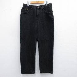W34★古着 リー Lee ジーンズ メンズ コットン 黒 ブラック デニム 25mar27 中古 ボトムス ジーパン Gパン ロング パンツ