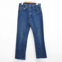 W32★古着 リーバイス Levis ジーンズ メンズ ヒゲ 紺 ネイビー デニム 25mar27 中古 ボトムス ジーパン Gパン ロング パンツ