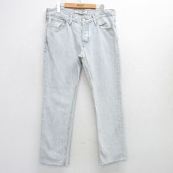 W35★古着 ゲス GUESS ブランド ジーンズ メンズ 00年代 00s コットン 薄紺 ネイビー デニム 25mar27 中古 ボトムス ジーパン Gパン ロング パンツ