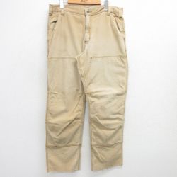 W36★古着 カーハート Carhartt パンツ メンズ ダブルニー ベージュ カーキ 25mar27 中古 ボトムス ロング