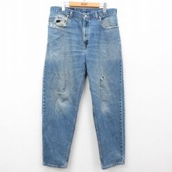 W35★古着 リーバイス Levis 560 ジーンズ メンズ 90年代 90s ヒゲ ボロ コットン USA製 紺 ネイビー デニム 【spe】 25mar27 中古 ボトムス ジーパン Gパン ロング パンツ