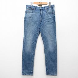 【50%OFF】W35★古着 ベルスタッフ ジーンズ メンズ ヒゲ コットン 紺 ネイビー デニム 25mar27 中古 ボトムス ジーパン Gパン ロング パンツ