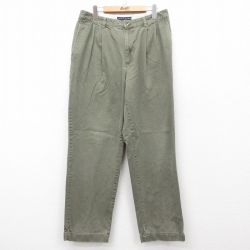 W34★古着 トミーヒルフィガー TOMMY HILFIGER ブランド パンツ メンズ コットン 濃緑 グリーン 25mar27 中古 ボトムス ロング