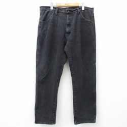 W38★古着 ラスラー ジーンズ メンズ コットン 黒 ブラック デニム 25mar27 中古 ボトムス ジーパン Gパン ロング パンツ
