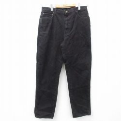W36★古着 ジーンズ メンズ コットン 黒 ブラック デニム 25mar27 中古 ボトムス ジーパン Gパン ロング パンツ