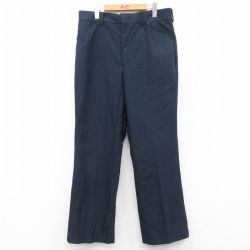W35★古着 ラングラー Wrangler スラックス パンツ メンズ 80年代 80s USA製 タロン 濃紺 ネイビー 25mar27 中古 ボトムス ロング