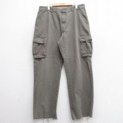 【50%OFF】W37★古着 カーゴ パンツ メンズ コットン 薄緑 グリーン 25mar28 中古 ボトムス ロング