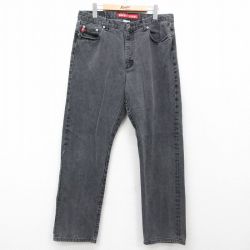 W36★古着 ゲス GUESS ジーンズ メンズ コットン 黒 ブラック デニム 25mar28 中古 ボトムス ジーパン Gパン ロング パンツ