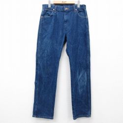 W34★古着 ラングラー Wrangler ジーンズ メンズ コットン 濃紺 ネイビー デニム 25mar29 中古 ボトムス ジーパン Gパン ロング パンツ