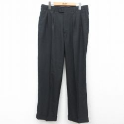 W35★古着 ペリーエリス スラックス パンツ メンズ 黒 ブラック 25mar29 中古 ボトムス ロング