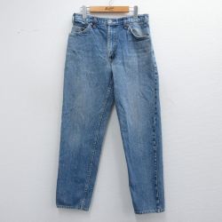 W32★古着 リーバイス Levis ジーンズ メンズ ヒゲ 紺 ネイビー デニム 25mar29 中古 ボトムス ジーパン Gパン ロング パンツ