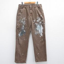 W35★古着 ディッキーズ Dickies パンツ メンズ ダック地 コットン 茶 ブラウン 【spe】 25mar29 中古 ボトムス ロング
