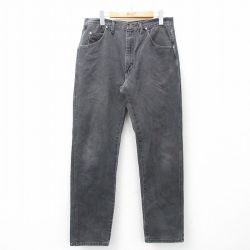 W33★古着 ラングラー Wrangler ジーンズ メンズ 90年代 90s コットン USA製 黒 ブラック デニム 25mar31 中古 ボトムス ジーパン Gパン ロング パンツ