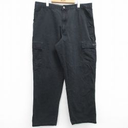 W37★古着 ラングラー Wrangler カーゴ パンツ メンズ 黒 ブラック 25apr02 中古 ボトムス ロング