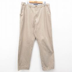 W34★古着 トミーヒルフィガー TOMMY HILFIGER ブランド パンツ メンズ コットン ベージュ カーキ 25apr01 中古 ボトムス ロング