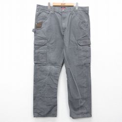 W39★古着 ラングラー Wrangler ペインター カーゴ パンツ メンズ リップストップ ダブルニー コットン グレー 25apr03 中古 ボトムス ロング