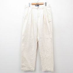 W33★古着 ラルフローレン Ralph Lauren ブランド チノ パンツ チノパン メンズ 90年代 90s コットン 生成り 25apr03 中古 ボトムス ロング