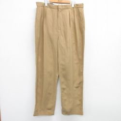 W35★古着 ラルフローレン Ralph Lauren ブランド スラックス パンツ メンズ 90年代 90s リネン ベージュ カーキ 【spe】 25apr04 中古 ボトムス ロング