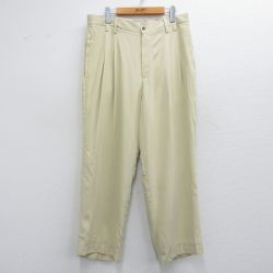 W34★古着 トミーバハマ スラックス パンツ メンズ 00年代 00s シルク 薄ベージュ カーキ 25apr10 中古 ボトムス ロング